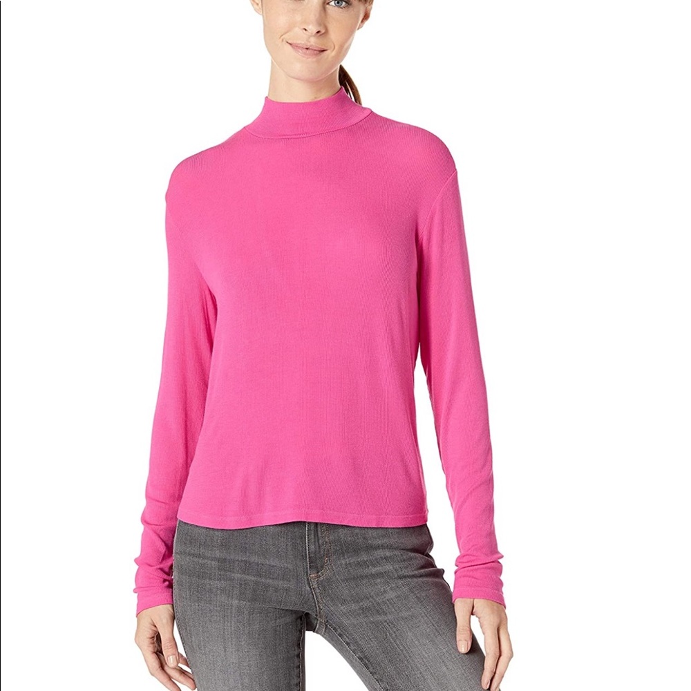 Splendid Eastsider Rib Mock Neck Pink Top Size Large NWT